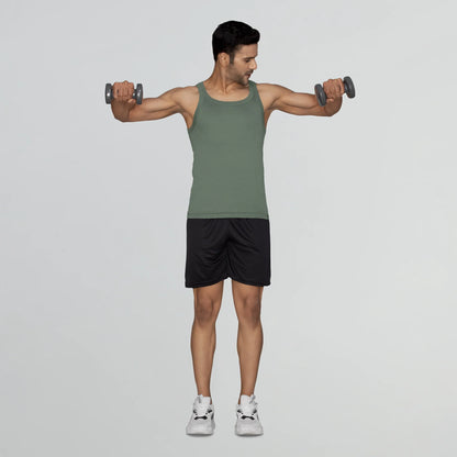 XYXX Pace Super Combed Cotton Vest Olive Green - view 5