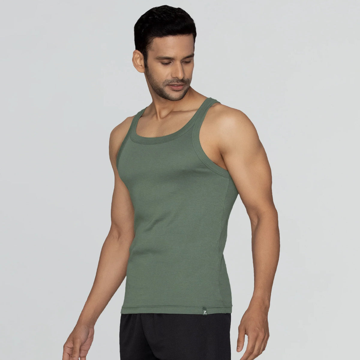 XYXX Pace Super Combed Cotton Vest Olive Green - view 2