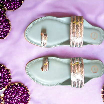 Dhaga Blue Shimmer Kolhapuri Chappal for Women