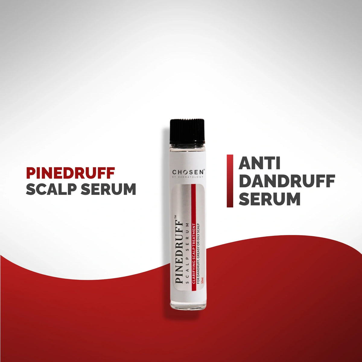 Chosen Pinedruff Scalp Serum bottle with dropper, showcasing its premium packaging and clear liquid. - Image 3