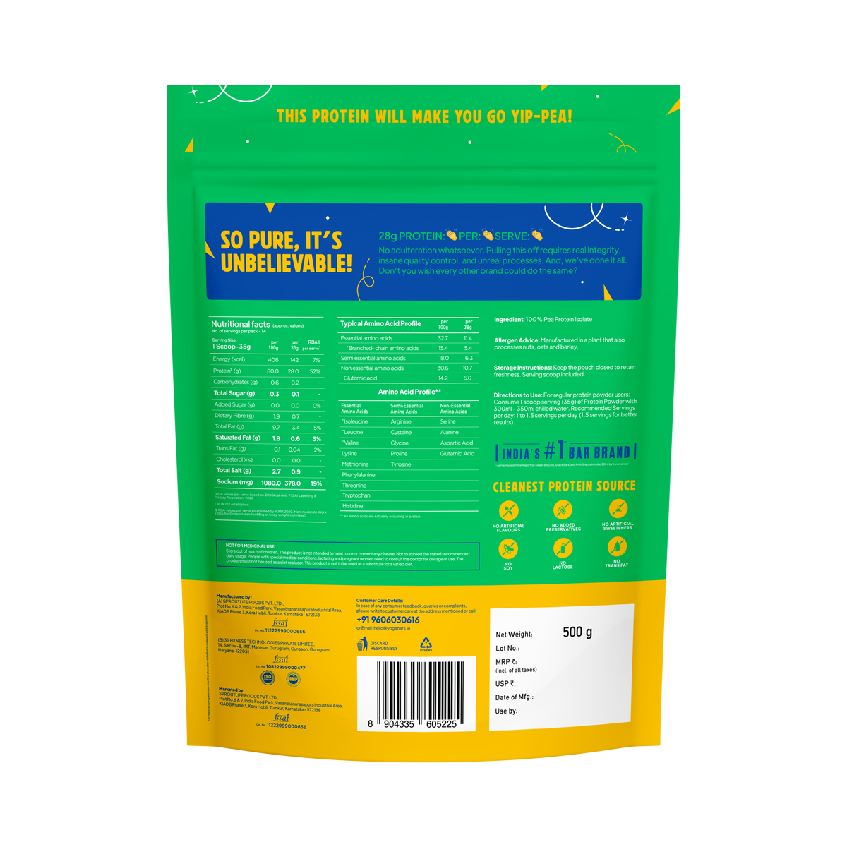 Yoga Bar ProClean Plant Protein (Unflavoured) 
