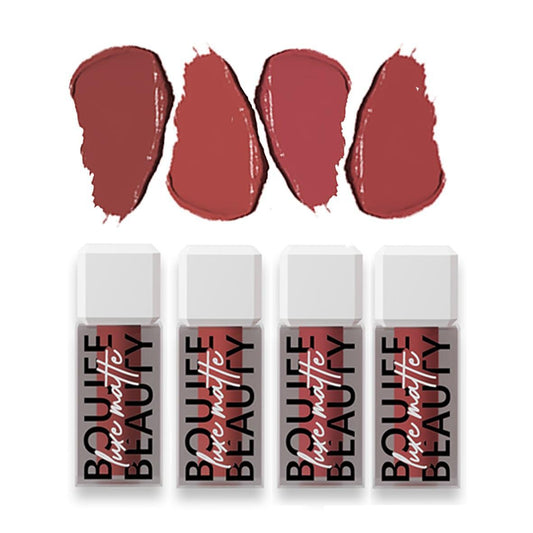 Boujee Beauty Pretty Woman Mini Liquid Lipstick Combo featuring four matte shades: Dreamer, Sweetheart, 2023, Girl Crush.