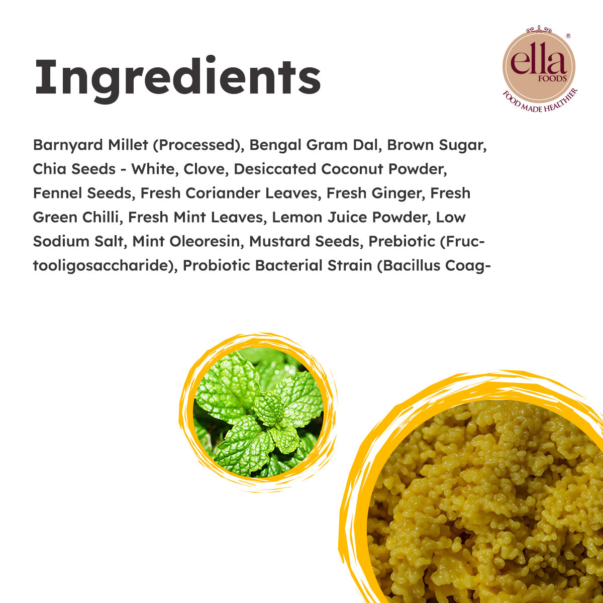 Ella Foods Probiotic Minty Millet Upma - Ready to Eat - PUSHMYCART