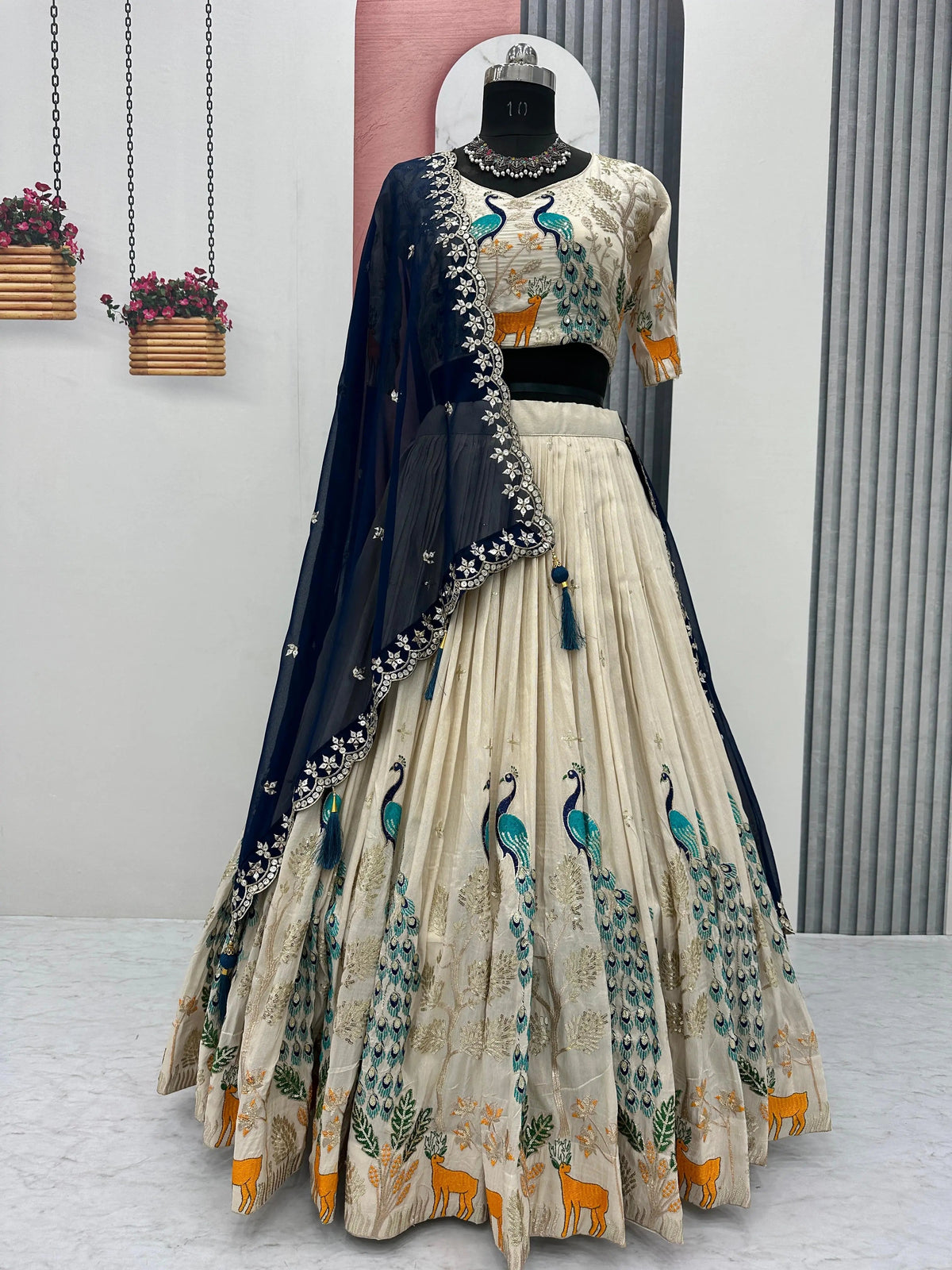 Ethenika Pure Tissue Silk Thread Sequence Lehenga Choli