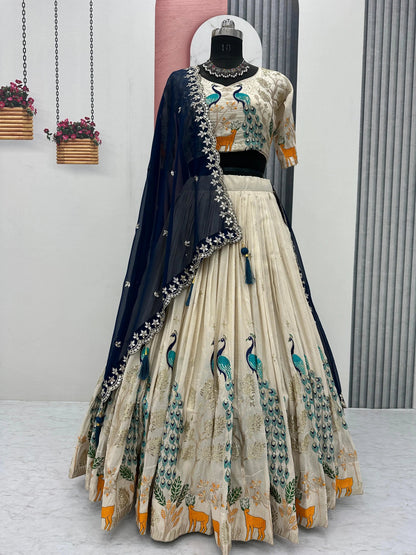 Ethenika Pure Tissue Silk Thread Sequence Lehenga Choli