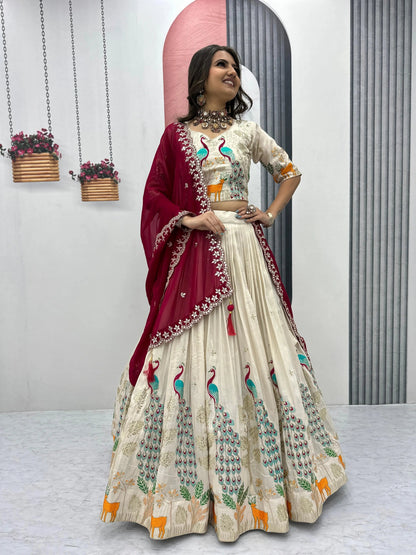 Ethenika Pure Tissue Silk Thread Sequence Lehenga Choli