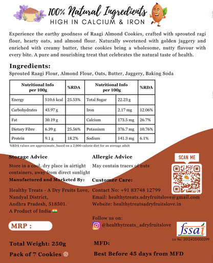 Sprouted Ragi Almond Cookies