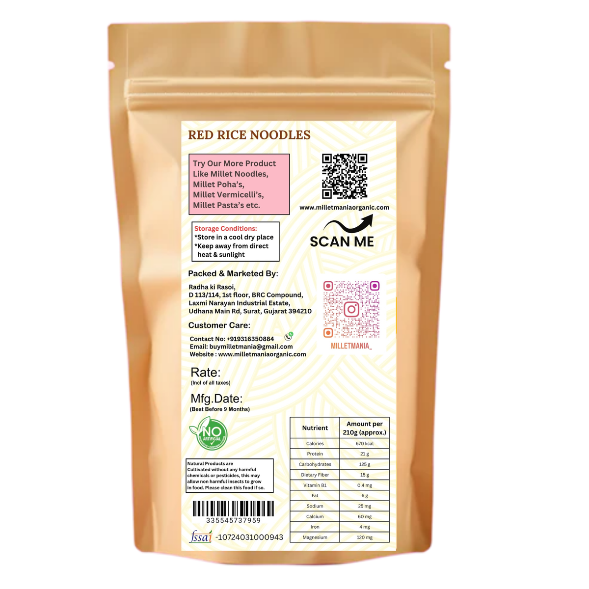 Millet Mania Red Rice Noodles