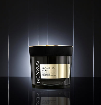 Nexxus PROMEND REPAIR KERATINIZING MASK with Trillion Protein Transfusion for damaged hair.