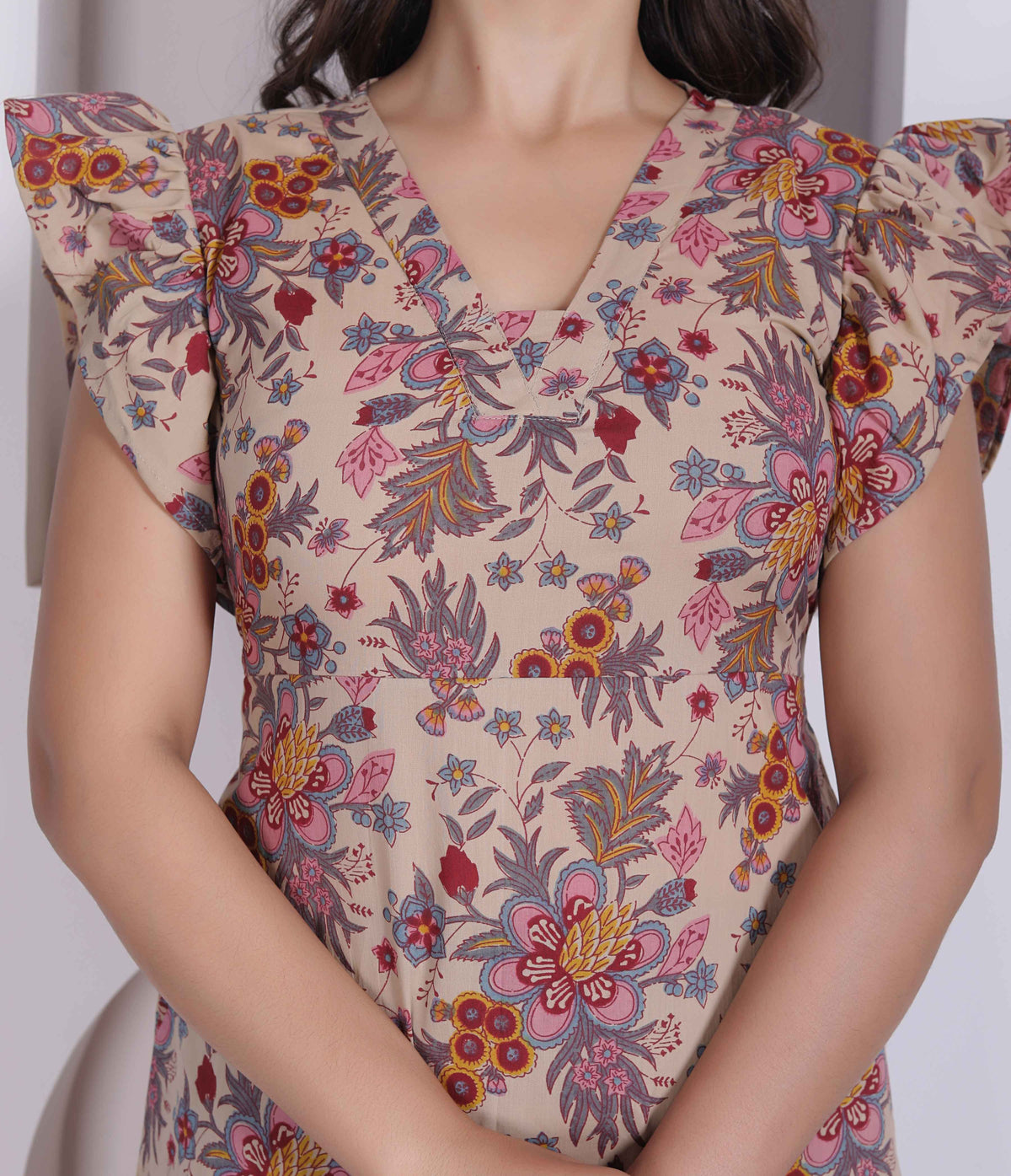 Miravan Women Empire Waist Beige mini Length Dress - view 4
