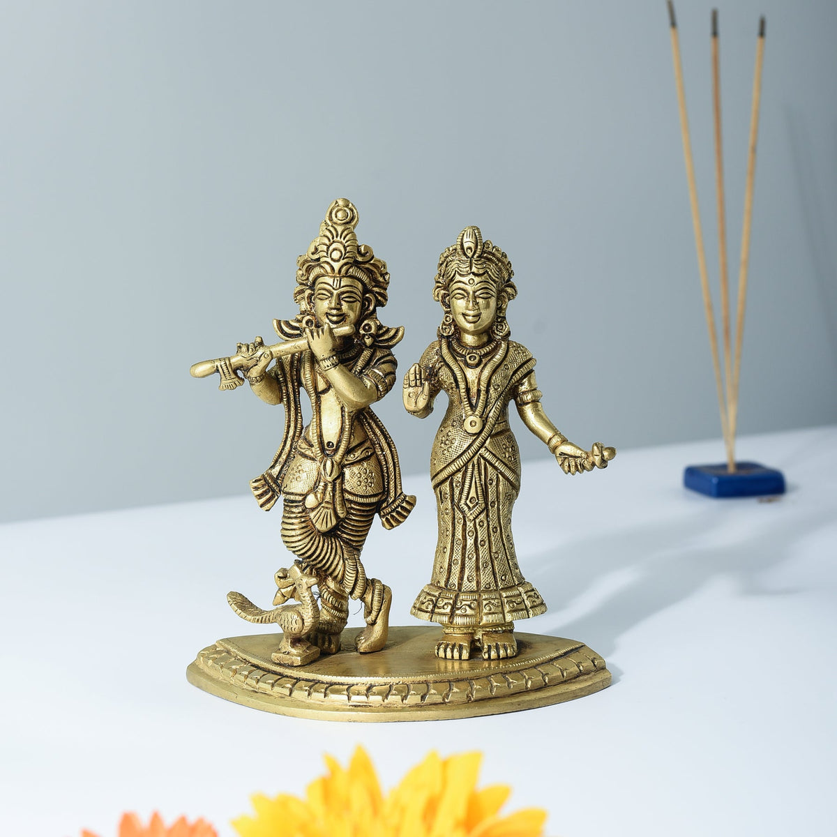 Samskara Home Radha Krishna Brass Idol