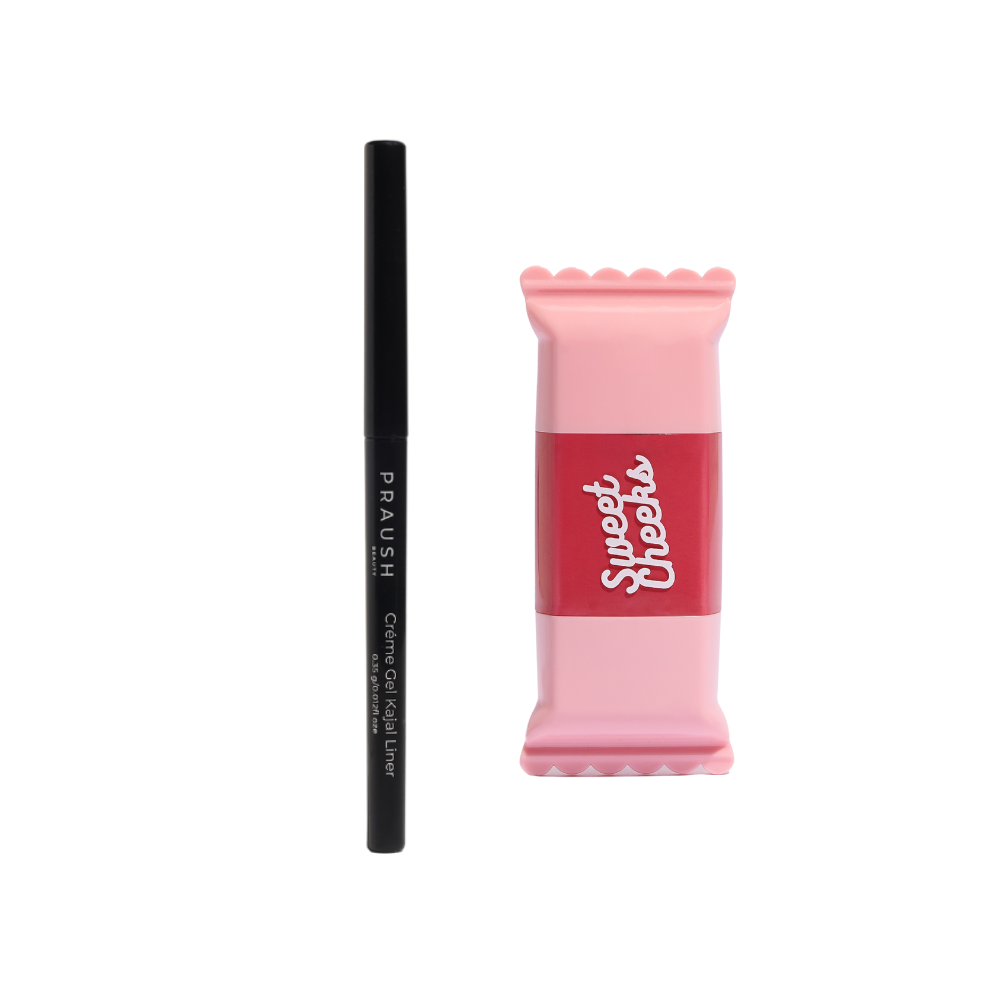 Praush 1 Sweet Cheeks Liquid Blush + 1 Creme Gel Kajal Liner Bundle
