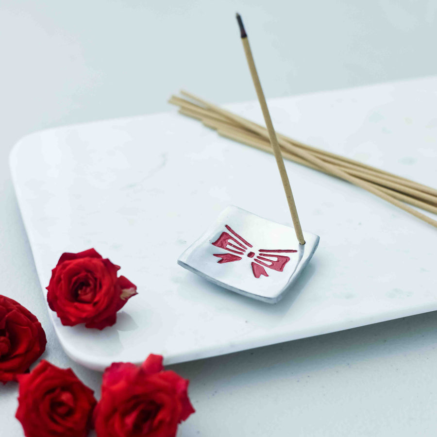 Samskara Home Red Ribbon Incense Holder