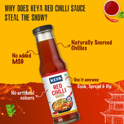 Keyafoods Keya Chinese Sauce Combo Red Chilli Sauce 200g Green Chilli Sauce 190g Dark Soya Sauce 210g Combo Pack 3