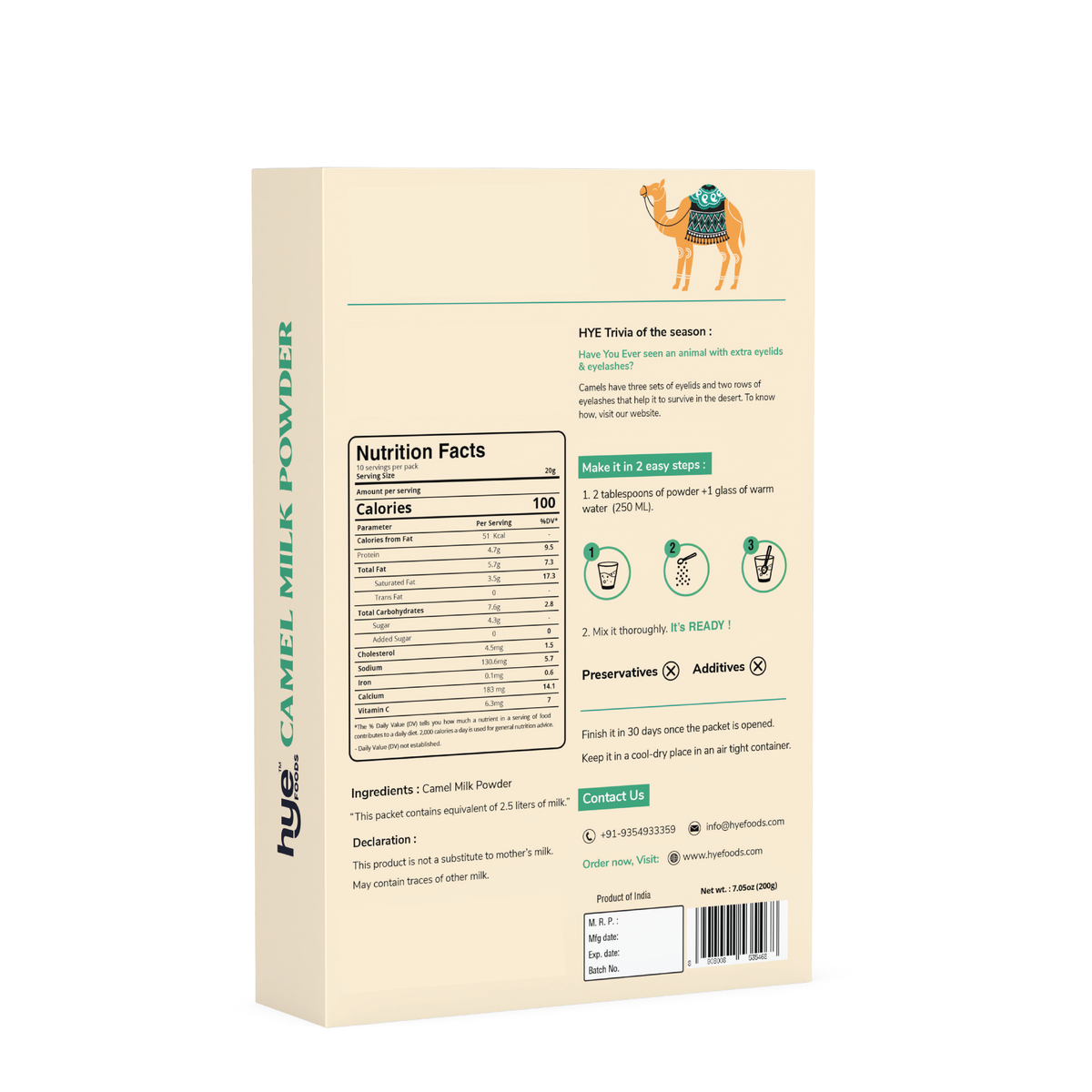 Hye Foods Camel Milk Powder - PUSHMYCART