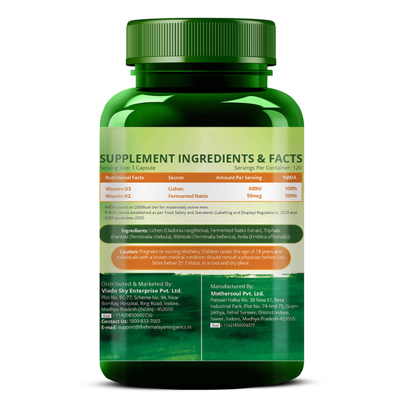 Himalayan Organics Plant Based D3 + K2 Tablets