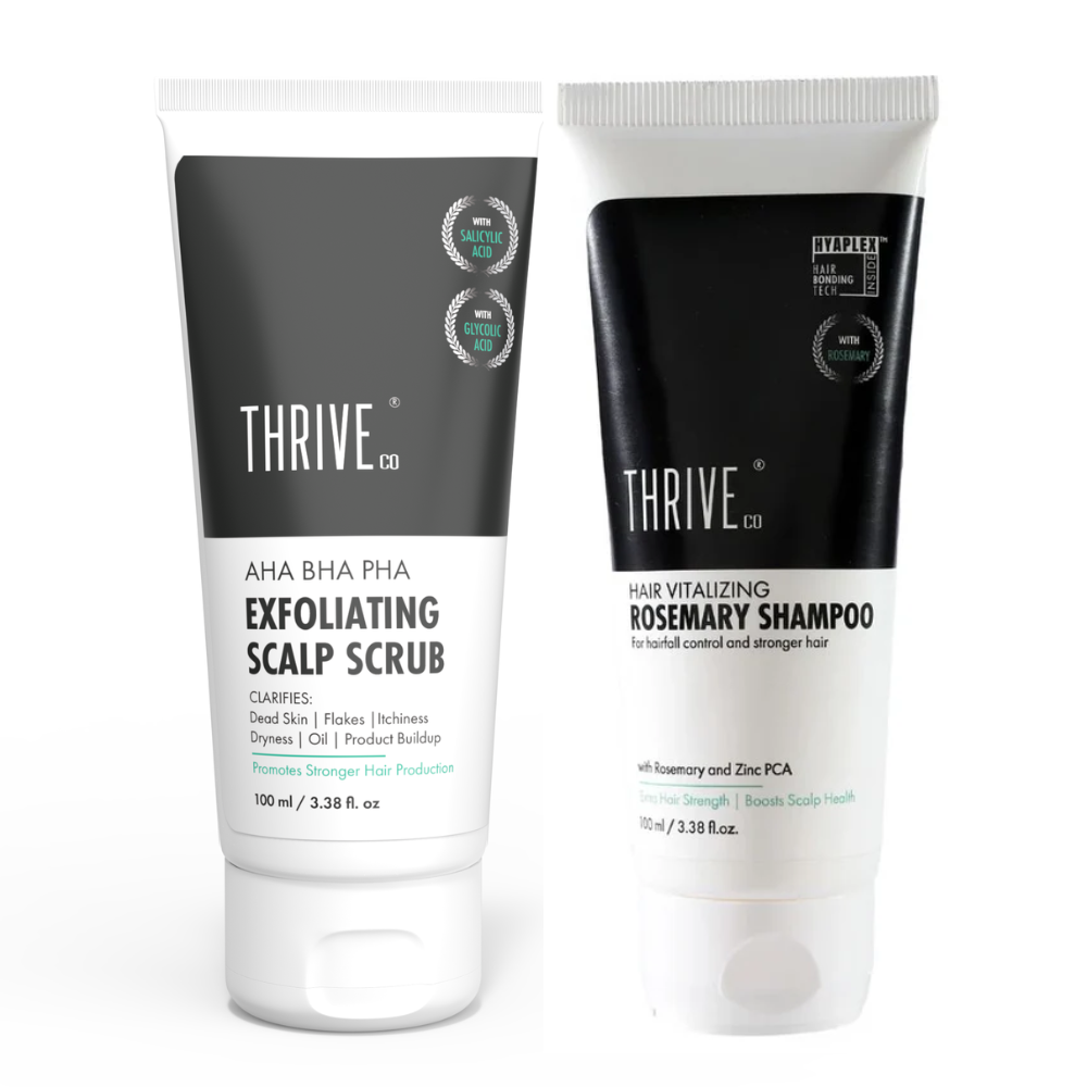 ThriveCo Rosemary Shampoo AHA BHA Scalp Scrub, a premium scalp care product for refreshed hair.