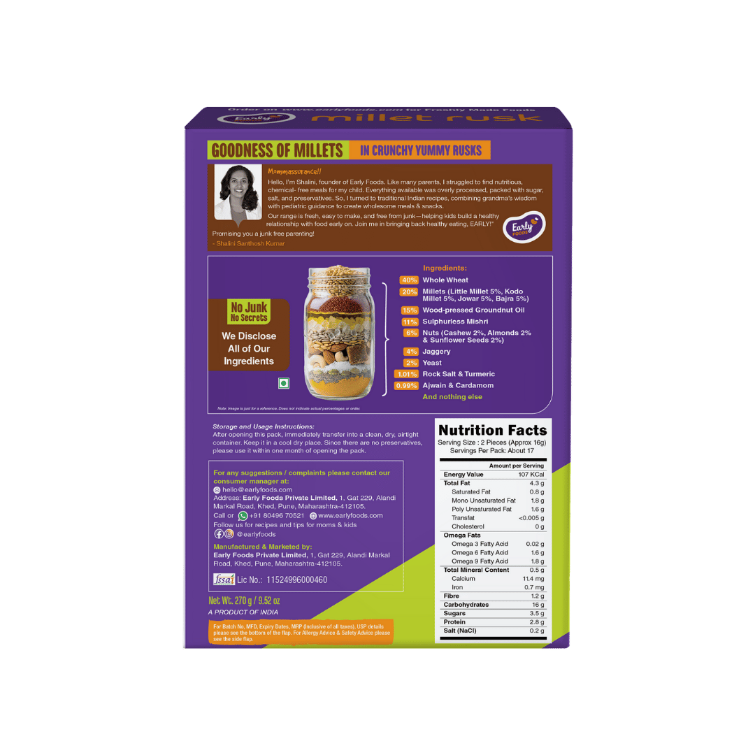 Early Foods Multigrain Millet Rusk