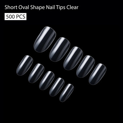 Shills Professional PKT 500pcs Short Oval Nail Tips Clear