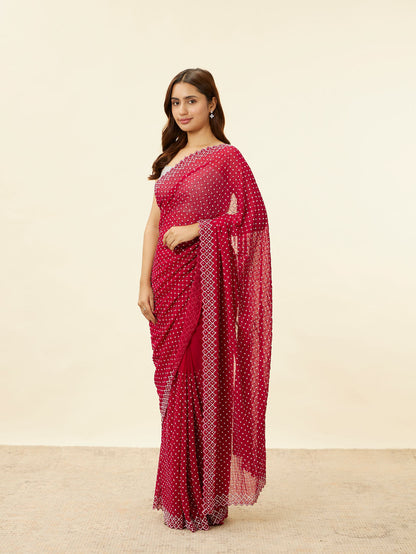 Mohey Berry Red Stone Work Saree - view 4