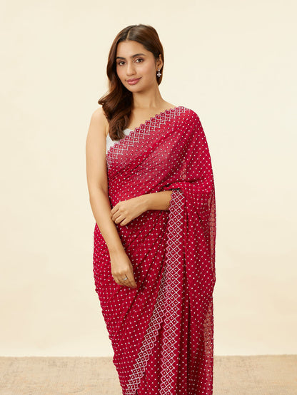 Mohey Berry Red Stone Work Saree - view 2