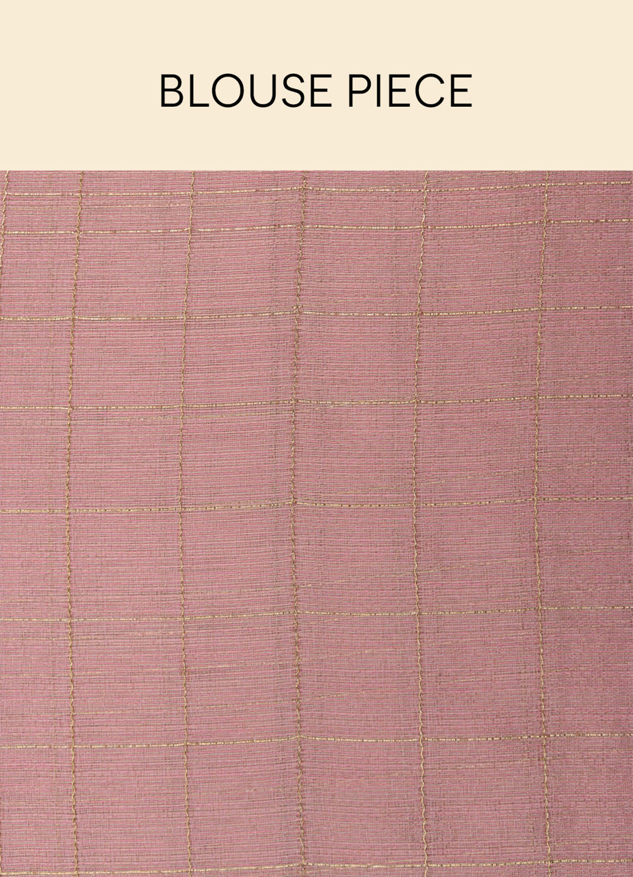 Mohey Rose Shadow Pink Saree with Floral Patterned Borders - view 6