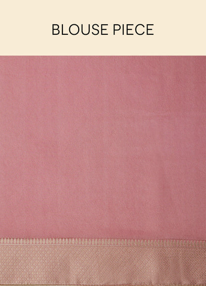 Mohey Rouge Pink Botanical Patterned Zari Work Saree - view 6