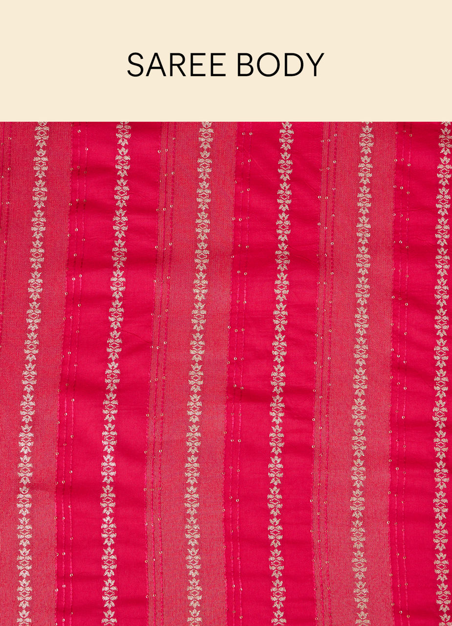 Mohey Rani Pink Bel Buti Patterned Saree - view 6