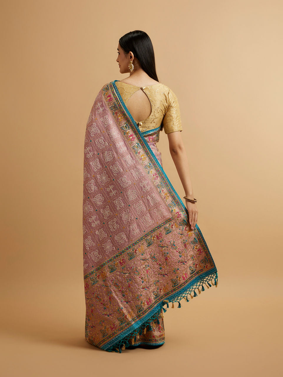 Mohey Engagement Glory Purple Silk Saree with Embroidery and Zari - view 5