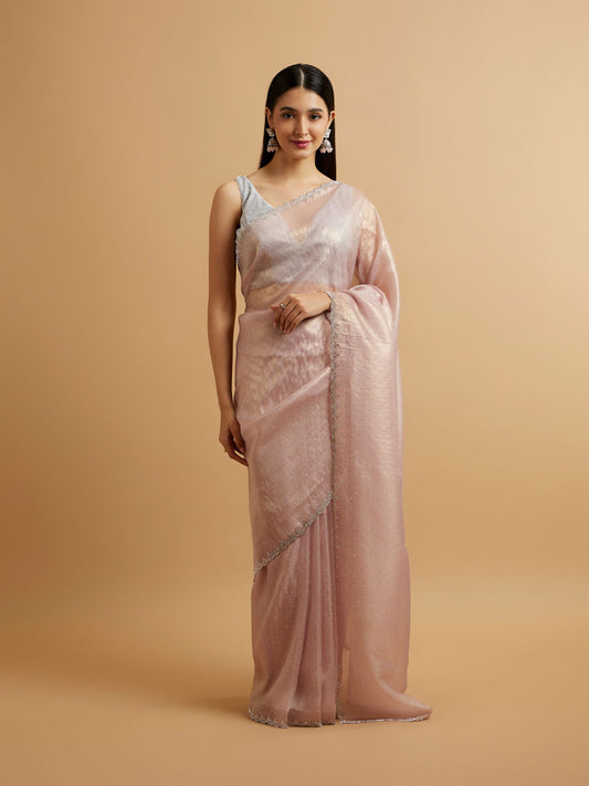 Mohey Purple Rhinestone Embellished Saree