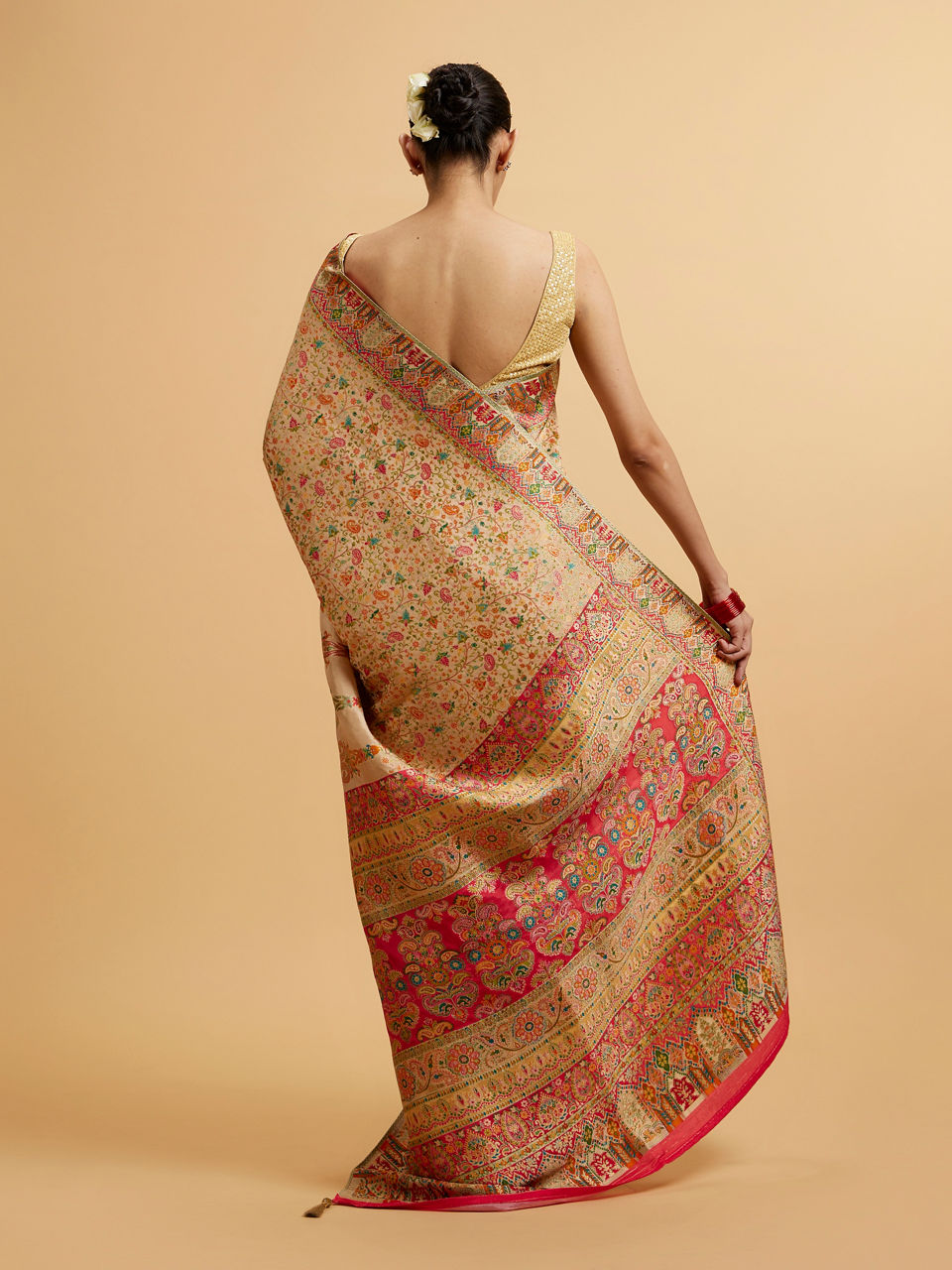 Mohey Fawn Art Nouvea Patterned Saree - view 5
