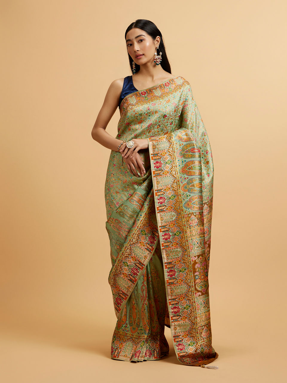 Mohey Sea Green Nouvea Patterned Saree