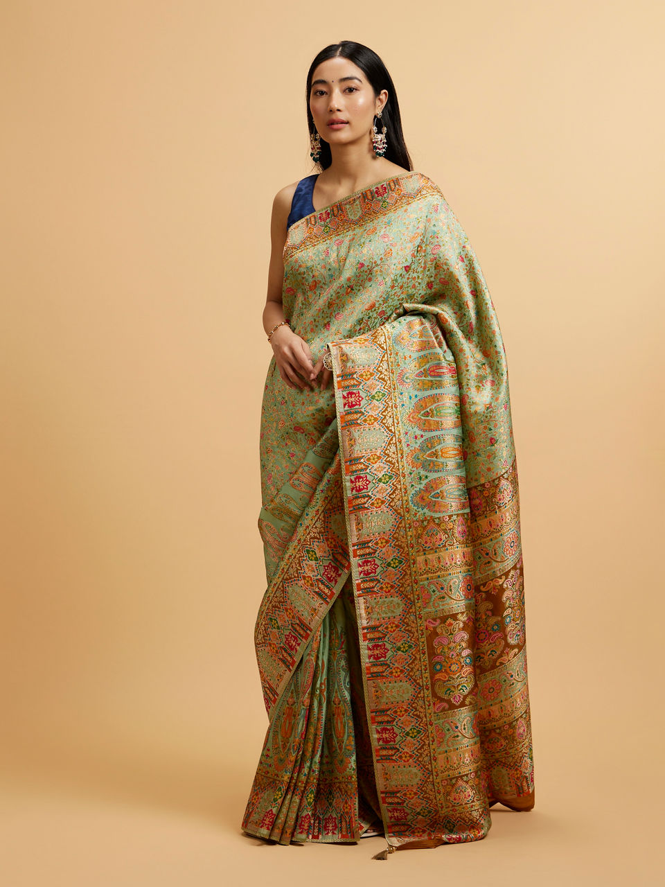 Mohey Sea Green Nouvea Patterned Saree - view 3