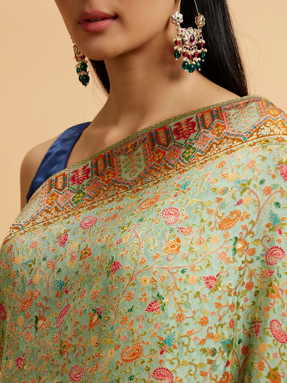 Mohey Sea Green Nouvea Patterned Saree - view 4