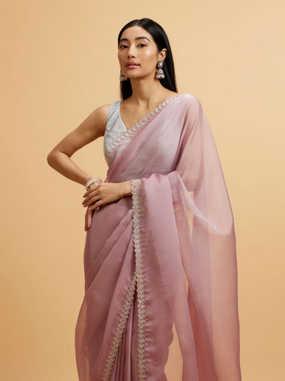 Mohey Light Purple Cutdana Work Saree - view 2