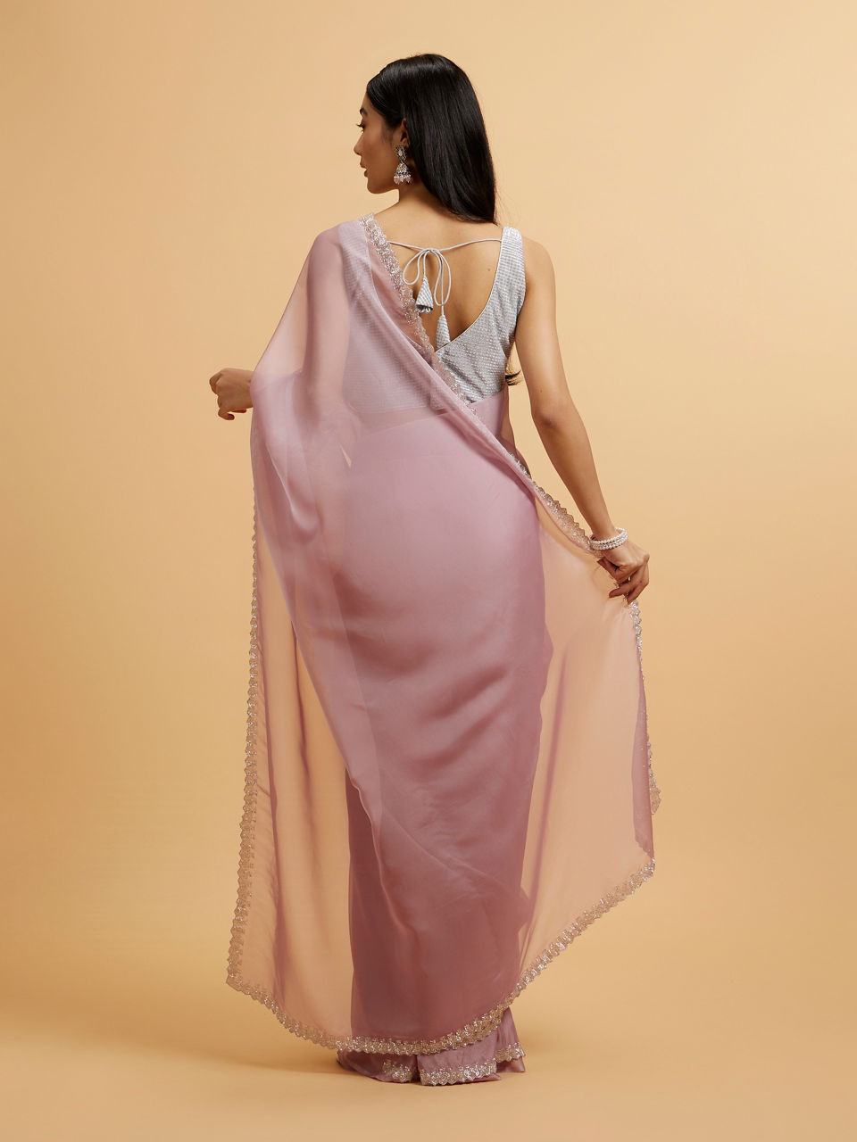 Mohey Light Purple Cutdana Work Saree - view 5