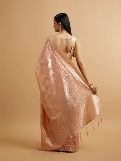 Mohey Pink Floral Patterned Saree - view 5