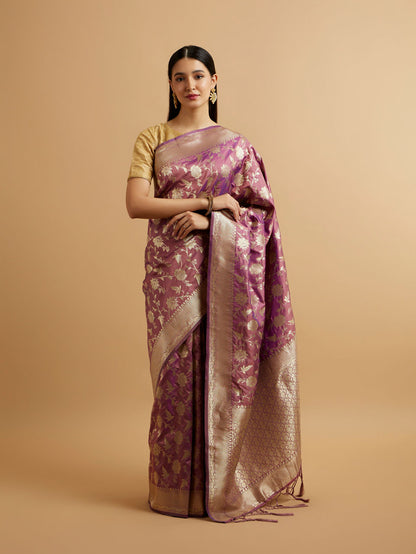 Mohey Purple Bel Buti Patterned Saree