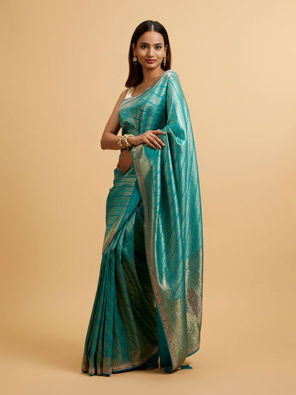 Mohey Rama Green Bel Patterned Saree - view 3
