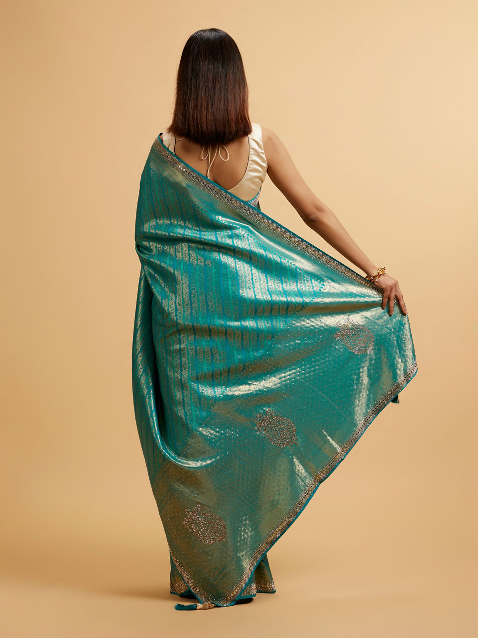 Mohey Rama Green Bel Patterned Saree - view 5