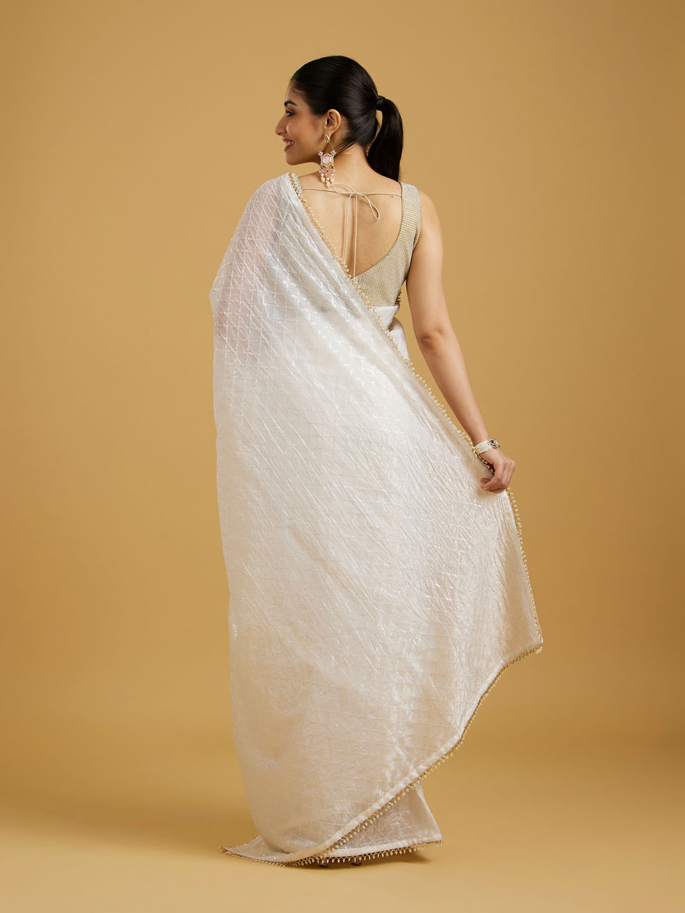 Mohey Ethereal Cream Organza Saree - view 5