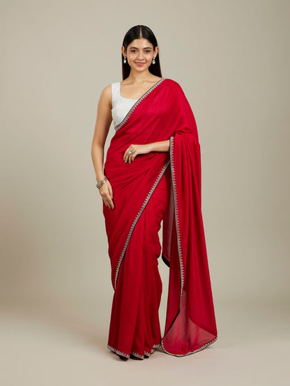 Mohey Red Radiance Silk Saree
