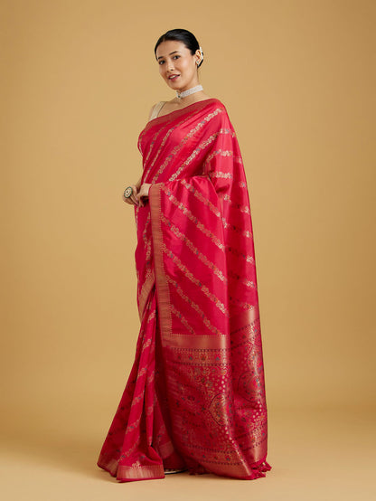 Mohey Ravishing Rani Colored Saree - view 3