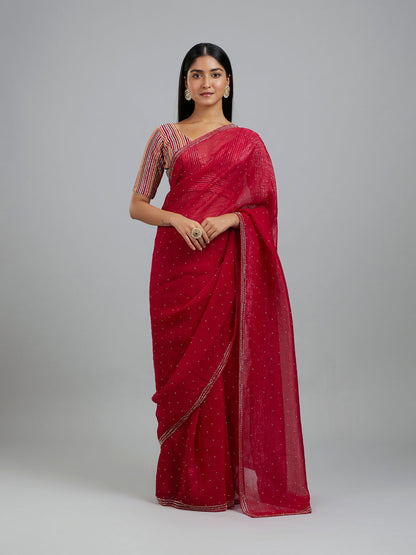 Mohey Chinon Rani Pink Elegance Saree