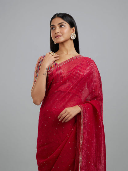 Mohey Chinon Rani Pink Elegance Saree - view 2