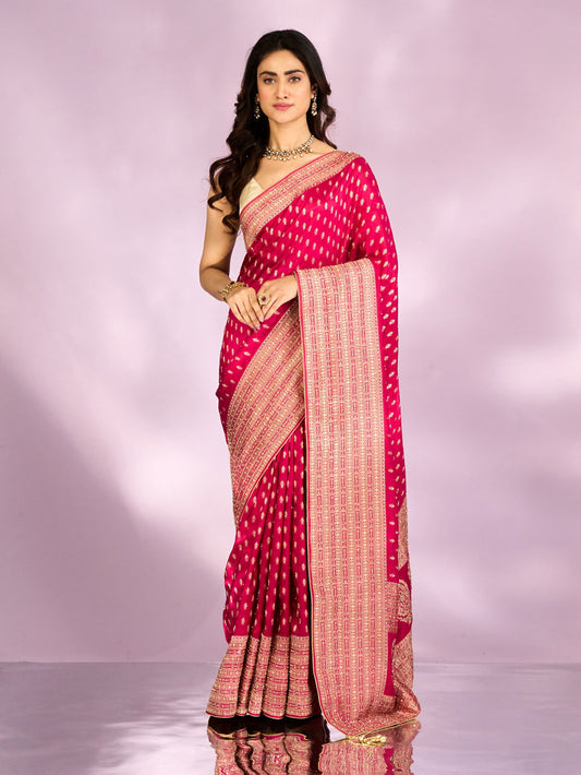 Mohey Elegant Rani Pink Saree