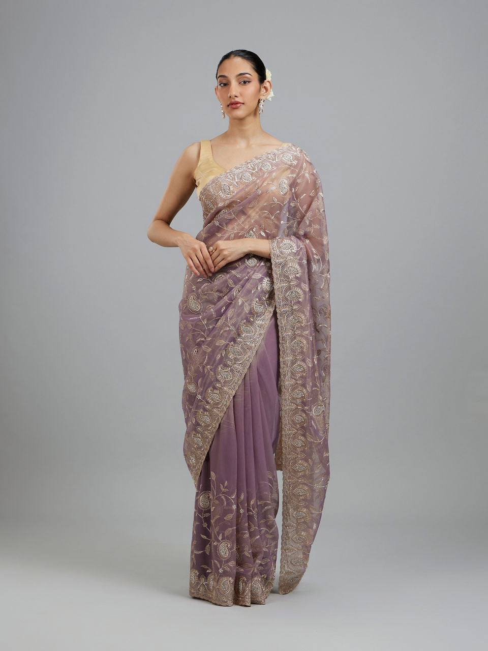 Mohey Lavish Purple Net Saree