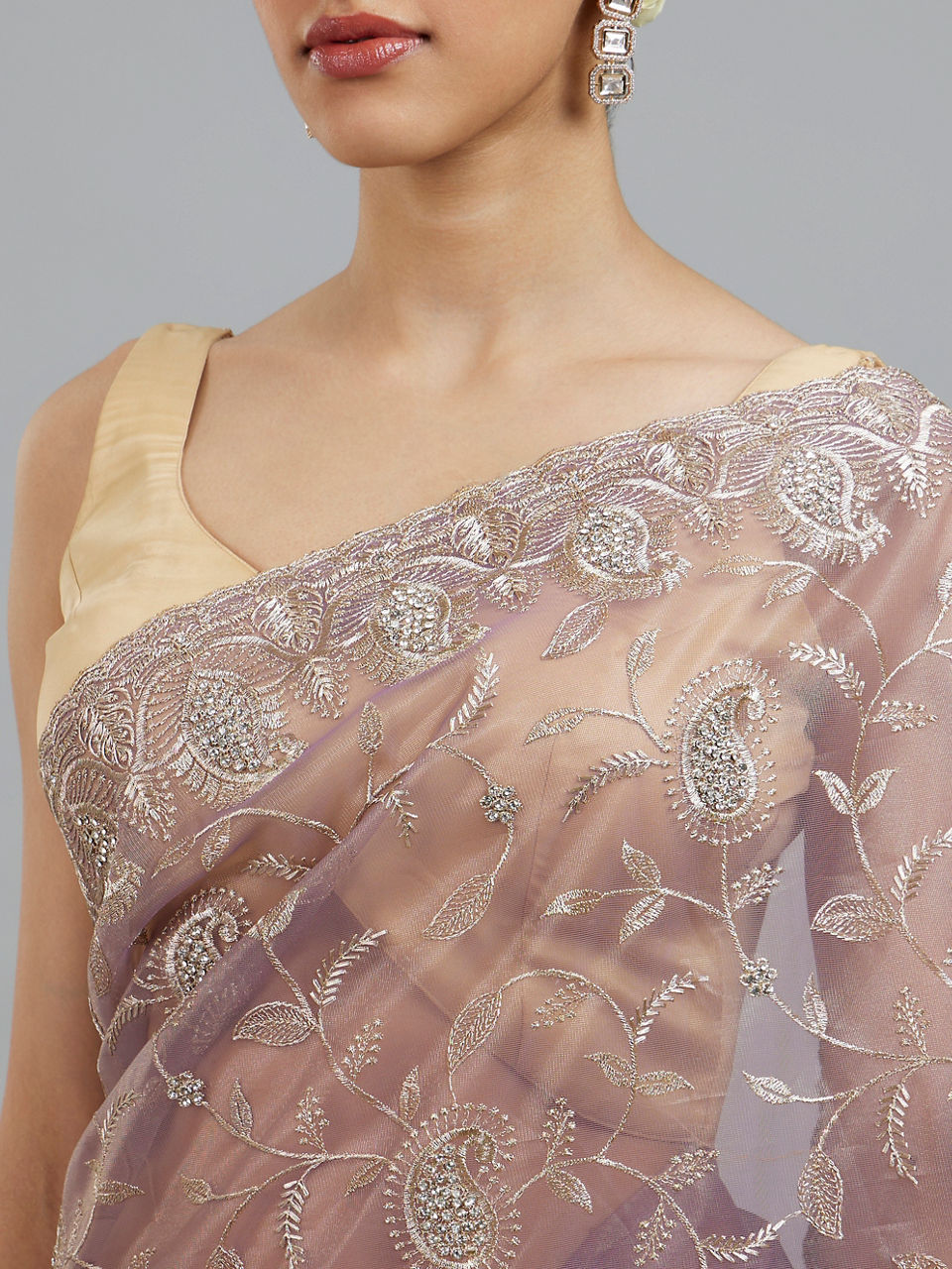 Mohey Lavish Purple Net Saree - view 4