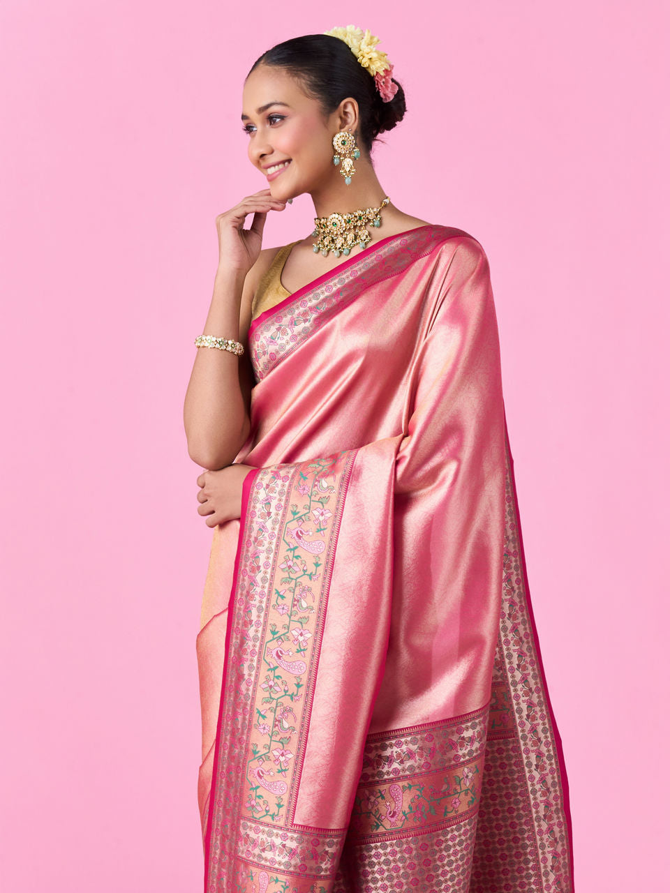 Mohey Rani Pink Opulence Banarasi Saree - view 2