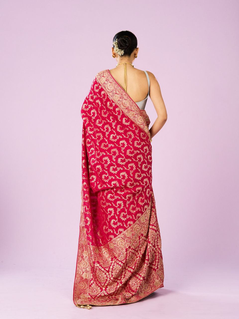 Mohey Dazzling Rani Pink Elegance Saree - view 5